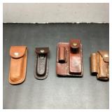 4 Vintage Leather Knife Pouches Sheaths