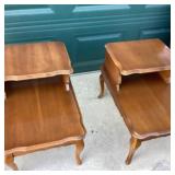 Wood Two-Tier Side Tables with Cabriole Legs