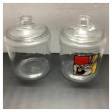2 Glass Jars With Lids, One Bugs Bunny