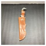 Knife With Horse Head Handle and Leather Sheath