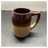 Brown and Tan Stoneware Mug, 5 Inches Tall