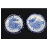 2 English Victorian Flow Blue Plates