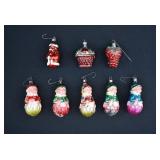 8 German & Czech Figural Glass Christmas Ornaments