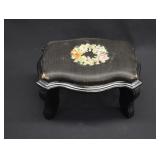 Black Needlepoint Footstool