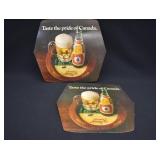 2- MOLSON  Beer Cardboard Easel Advertising Sign