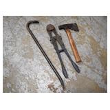 Crowbar, Bolt Cutter & Hatchet Hammer