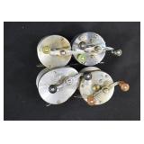 4 Vintage Shakespeare, South Bend + Fishing Reels