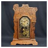 Sessions Pressed Oak Gingerbread Mantel Clock