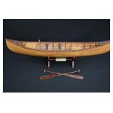 INDIAN GIRL Canoe Boat Mantel Model & Paddles