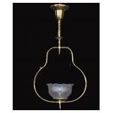 19th Century Victorian Brass Harp Lamp Chandelier
