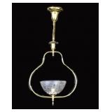 19th Century Victorian Brass Harp Lamp Chandelier