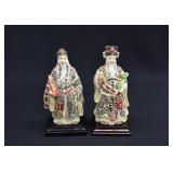 2 Hand Painted Chinese Figurines GODS OF FORTUNE