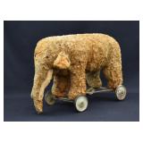 1940-50 Steiff Mohair Elephant on Wheels Pull Toy