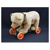 Steiff Germany Growler Bear on Wheels Pull Toy