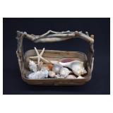Twig Basket with Sea Shells