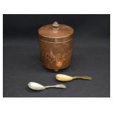Mixed Metal Tea Caddy & Spoons