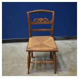 Antique Curly Maple Rush Seat Chair