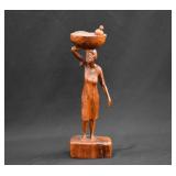 African Carved Hardwood Tribal Woman Sculpture