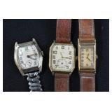 3 Antique Elgin & Illinois Wrist Watches