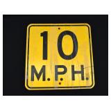 Vintage Porcelain on Steel 10 MPH Road Sign