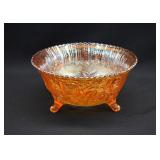 Imperial Lustre Rose Carnival Glass Footed Bowl