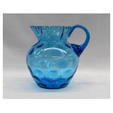 FENTON Blue Coin Dot Ruffled Edge Pitcher