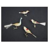 4 German Mercury Glass Clip Christmas Ornaments