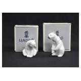 2 Lladro Porcelain Bears 01208 & 01209 in Boxes