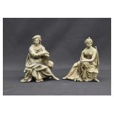 2 Spelter Clcok Topper Figurines Greek