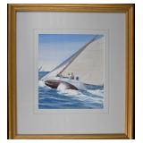 Frank Hartman Wagner Watercolor SAILBOAT HEELED