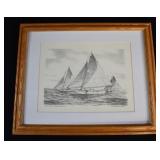 John Moll Print SKIPJACK DREDGING OYSTERS