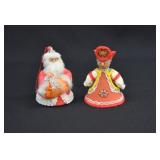 2 Russian Santa & Mrs Claus Christmas Ornaments