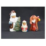 3 Hand Carved Russian De Muroz Santa Figurines
