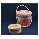2 Vintage Straw Covered Baskets