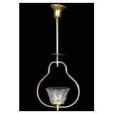 19th Century Victorian Brass Harp Lamp Chandelier