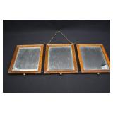Antique Travel Triptych Folding Shaving Mirror