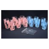 12 Libbey Glasses with 6 Stirrers in Boxes