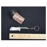 Custom Damascus Steel Keychain Cowboy Bull Cutter