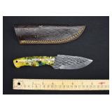 Custom Fish Scale Damascus Steel Hunting Knife