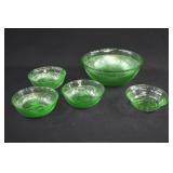 5-pc Uranium Glass Serving & Nut Bowls