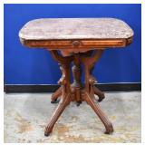 1880 Eastlake Marble Top Walnut Parlor Table