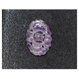 Hand Carved Amethyst Gemstone Button/Pendant