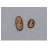 2 Italian Carved Antique Ring Size Shell Cameos