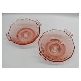 2 Imperial Glass TWISTED OPTIC Pink Bowls