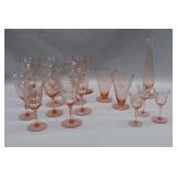 17-pc Pink Depression Glass