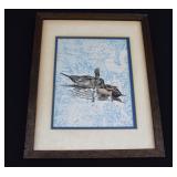 Whitcomb Pintail Duck Watercolor on Nautical Chart