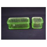 2 Depression Uranium Glass Refrigerator Boxes