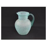 Antique 1890 Northwood Aqua Spatter Glass Pitcher