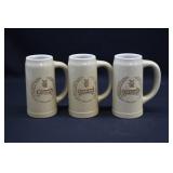 3 Heineken Beer Stoneware Beer Tankards Mugs