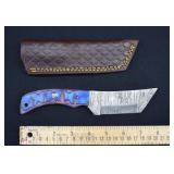 Custom Damascus Steel TANTO Bull Cutter Knife